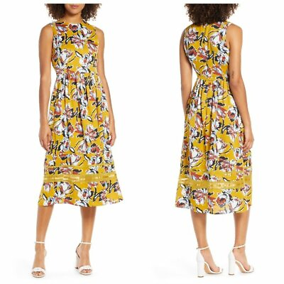 #ad NWT Chelsea28 Floral Print Sleeveless Midi Dress SIze XS $59.00