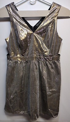 #ad Forever 21 Fit amp; Flare Glittery Shiny Gold sz 3x Dress shiny bling casual club $15.11
