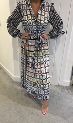 #ad LIPSY SIZE 12 MARY KATRANTZOU TILE PRINT PLEAT BELTED LONG DRESS NEW WITH TAGS GBP 42.00