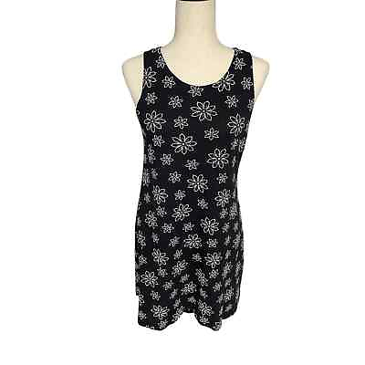 #ad Summer sleeveless black white daisy sheath sun dress women#x27;s small medium $15.00