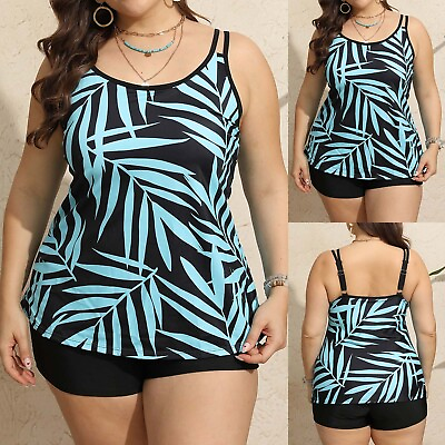 #ad Tankini Swimsuits For Women Plus Size 2 Piece Angled Tiered Comfy Swimming Wear $16.99