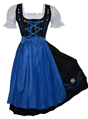 German Dirndl Dress Long Blue Oktoberfest XS S M L XL 2XL Waitress Party Women $114.99