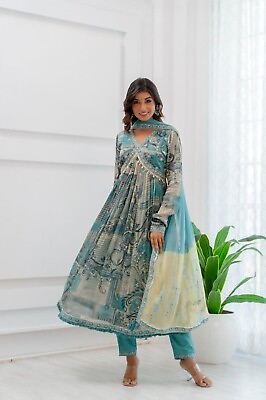 #ad Classic Trendy Party Wear Designer Anarkali Salwar Kurti Pant Dupatta Boho Dress $32.92