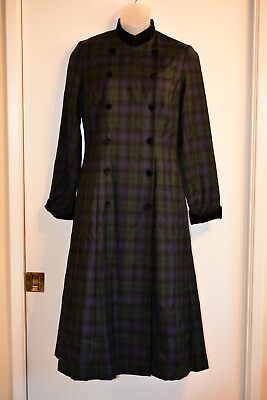 #ad Vintage Laura Ashley Tartan Plaid Green Long Sleeve Maxi Dress USA 6 UK 10 ER 36 $189.99