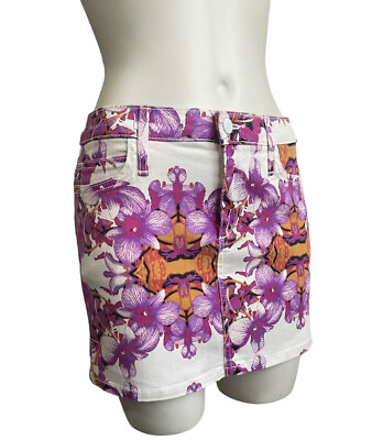 #ad Joe#x27;s denim purple and fuschia floral cotton blend mini skirt $45.00