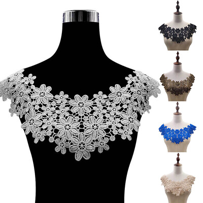 #ad 5 Colors High Quality Lace Fabric Embroidered Applique Neckline For DIY Dresses $2.79