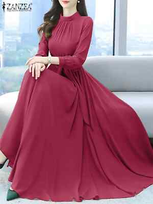#ad #ad Elegant Women Autumn A line Party Casual Long Sleeve Maxi Dress Long Vestidos $35.05