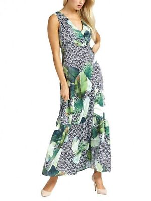 #ad Guess Dress Pandora V Neck Printed Maxi Tropical Women Sz XS NEW NWT 298 $37.00