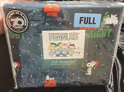 Berkshire Peanuts Christmas Size Full SHEET SET Snoopy Woodstock Be Bright NEW $42.99
