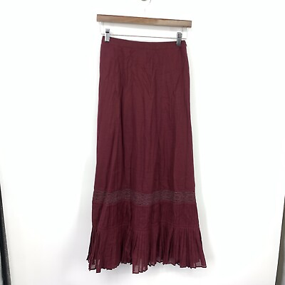 #ad #ad April Cornell Trading Women Size Small Skirt Long Midi Maroon Red Vintage $34.99