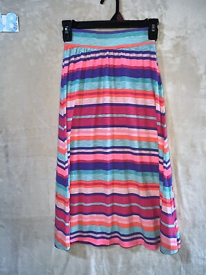 Cherokee Girls Blue Pink Purple Striped Maxi Skirt Sz M 7 8 $11.19