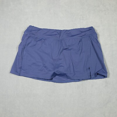 #ad Lands#x27; End Skirted Bikini Bottom Womens 14 Blue Stretch Lined Pull On Swimwear $11.99
