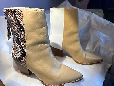 #ad #ad womens boots size 6.5 M Matisse’CarsonbootieLeatheramp;Snake Print Upper Worn 1x $20.00
