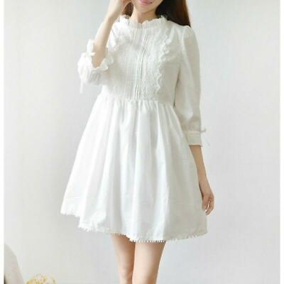 Lady Kawaii Princess Japanese Sweet Lolita Girl Lace White Vintage Dress $30.05