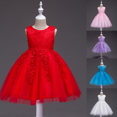 #ad Kids Girls Sparkle Belt Sequins Lace Flower Girl Bridesmaid Wedding Party Dress $33.39