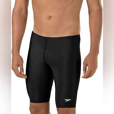 Speedo Men#x27;s 34 Swimsuit Jammer Prolt Solid Black UV Protection NEW $24.99