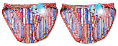 2 Pc Vanity Fair Illumination String Bikini Panties 18108Ocean Sunset Sz 5 6 7 $13.95