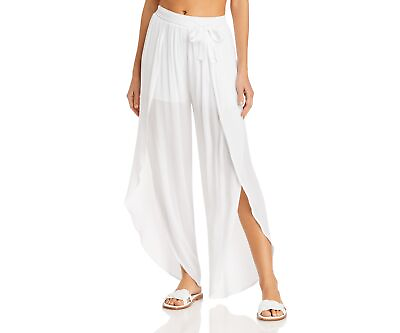 #ad Aqua Swim Petal Beach Swim Cover Up Pants Swimwear White Size M $49.60