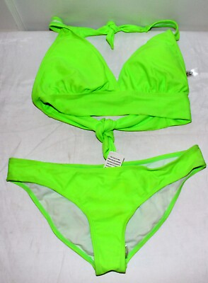 #ad Ladies Teens H2Oh Neon Green 2Pc. Swimsuit Set Mixed Size $5.95