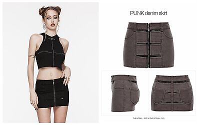 #ad Punk Rave Women#x27;s Punk Mini Skirt Summer Daily Personality Shorts Denim Skirts GBP 59.58