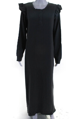#ad Z Supply Womens Ruffle Maxi Dress Charcoal Grey Size L $44.29