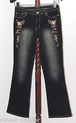 #ad Paco Jeans Junior size 11 Boot Cut Denim Jeans Beaded Sequined Embroidered $14.95
