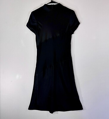 #ad Authentic Vintage Jackie Rogers Black Cocktail 100% Silk Dress size 4 $85.99