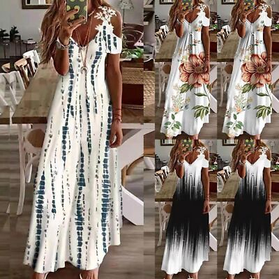 Womens Summer Long Maxi Dress Ladies Boho Floral Beach Holiday Cami Sundress US $6.17