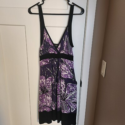 #ad Karen Kane Purple Black Floral Sleeveless Sundress Medium $9.99