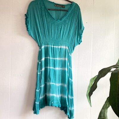 Raya Sun Boho Hippie Summer Dress Embroidered Sequins Flowy India XL $29.00