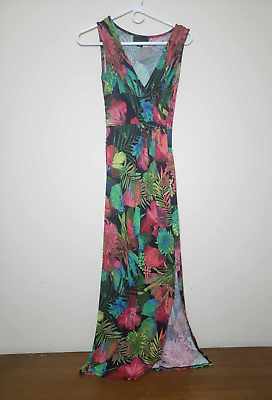 #ad Tropical Sleeveless Maxi Dress Size XS WCdr051 $10.25