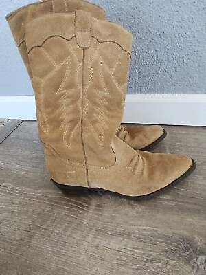 #ad Roxy Giddy Up Tan Brown Beige Leather Cowboy Boho Boots Womens Size 8 $21.94