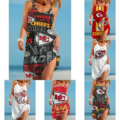 Kansas City Chiefs Summer Beach Dress Women#x27;s Girls#x27; Holiday Sling Sundress Gift $22.79