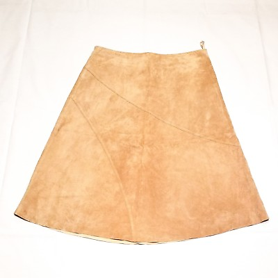 #ad New Frontier High Waist Tan Leather Skit Women#x27;s Size 6 $35.99
