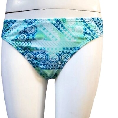 #ad ARIZONA Womens Hipster Bikini Bottom Large Aqua Bubbles Geometric Art Blue $9.88