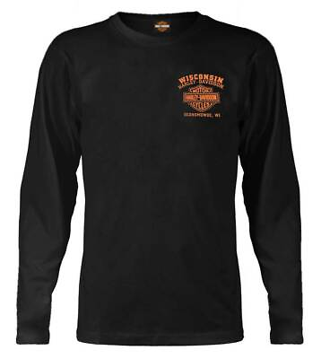 Harley Davidson Men#x27;s Custom Freedom Long Sleeve Crew Neck Shirt Black $36.95