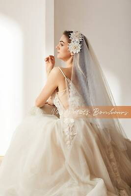 #ad #ad Boho Bride Juliet Cap Bridal Veil w Golden Flower Two Tier Ivory Cressida Veil $49.99