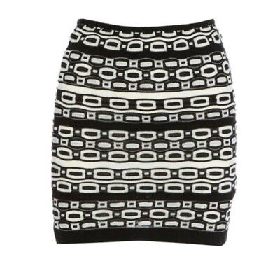 #ad Missoni Mini Skirt Women’s Size 6 42 Geometric Knit Black White Cotton Flax $49.95