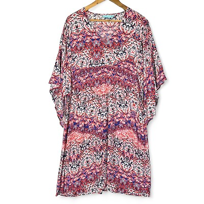 Womens Boho Dress Plus Size XL Floral Geo Fit amp; Flare Blue Illusion AU $24.99