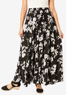 Woman Within Women#x27;s Plus Size Pull On Elastic Waist Soft Maxi Skirt $50.62