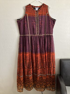 #ad Jessica London BOHO Dress Maxi Sleeveless Womens 22 Long Geometric Pattern $17.75