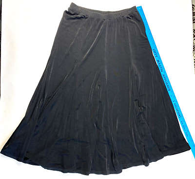 #ad LAURA ASHLEY Black Long Slinky Skirt Viscose Spandex Blend Maxi Pull On Sz S $16.99