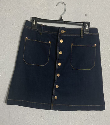 #ad Ink denim skirt women 6 regular fit Dark Blue Pockets buttons $2.99