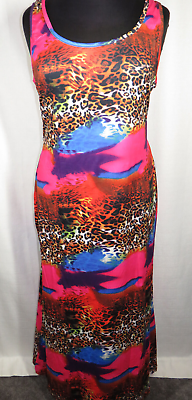 Plus Size 3X Tie Dye Leopard Print Sleeveless Extra Long Maxi Dress NEW $21.99