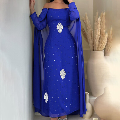 #ad Ramadan Abaya Women Muslim Long Maxi Dresses Turkey Dubai Kaftan Party Arab Gown $43.56