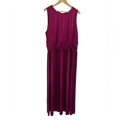 #ad Soft Surroundings Fuschia Sleeveless Jersey Knit Maxi Dress 1X $34.99
