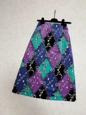 #ad GUCCI Velor Skirt Long Women#x27;s Size 38 Cotton Multicolor $680.55