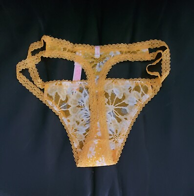 #ad S Victoria#x27;s Secret Floral Lace Mesh Thong VS Pink Bikini Panties Dream Angel S $12.00
