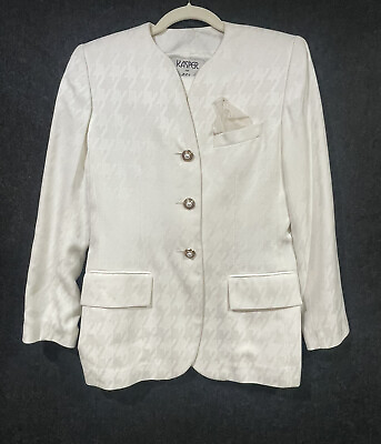 #ad Vintage Kasper for ASL Petite Sz 4 Ivory Off White Skirt Suit 90s NWT $40.00