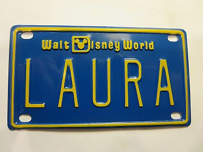 #ad 1970#x27;s Mickey Mouse Walt Disney World LAURA Mini Bike Name License Plate $8.00
